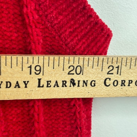 VTG 90s Red Ribbed Sweater Vest M Chenille Granny Retro Academia Preppy Xmas - Picture 7 of 8